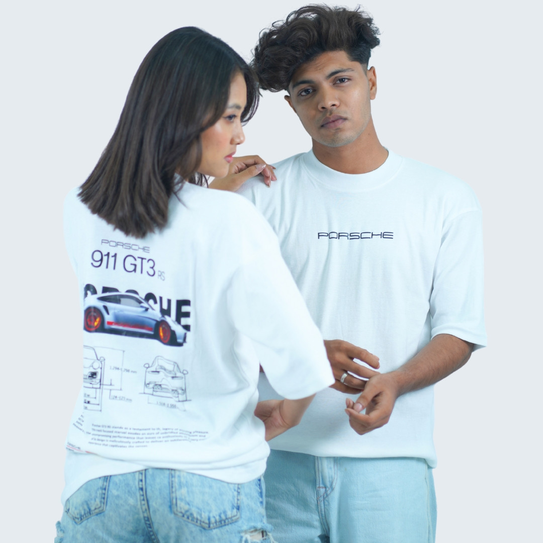 Porsche Drop Shoulder White T-Shirt