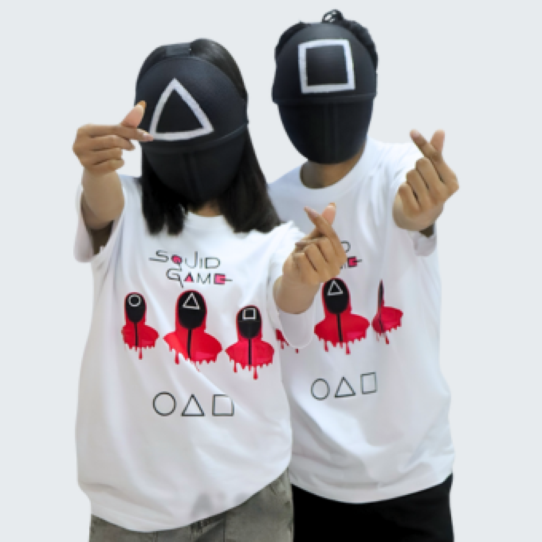 Squid Game Drop Shoulder T-Shirt – White Oversized Style