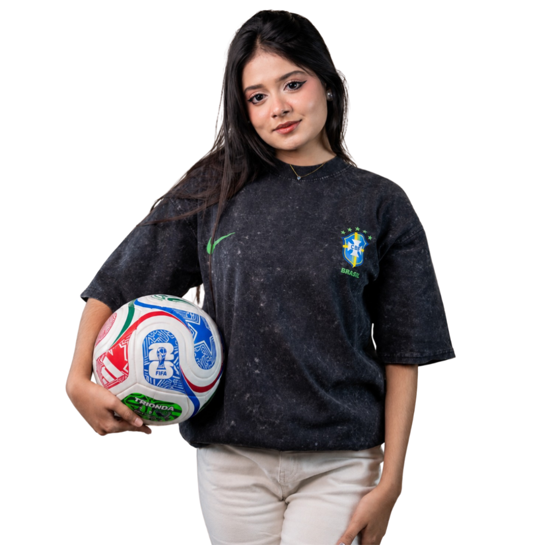 Brazil Acid Wash Drop Shoulder Tshirt